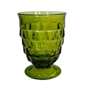 Whitehall Cubist Green Pressed Glass Juice Tumbler Replacement Cup. Mug. VTG